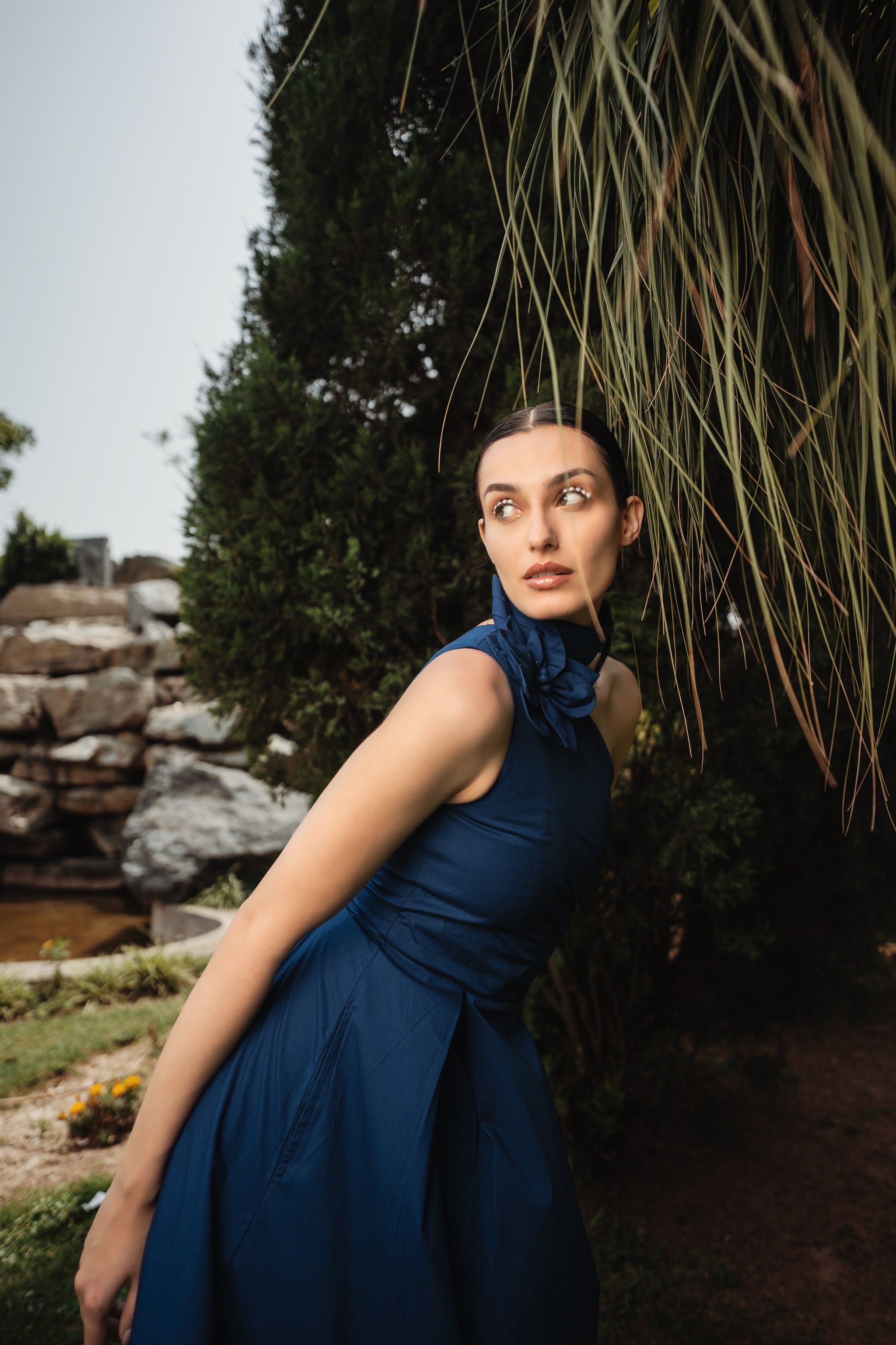 Grace Floral Appliqué Short Sleeve Midi Dress main image 1