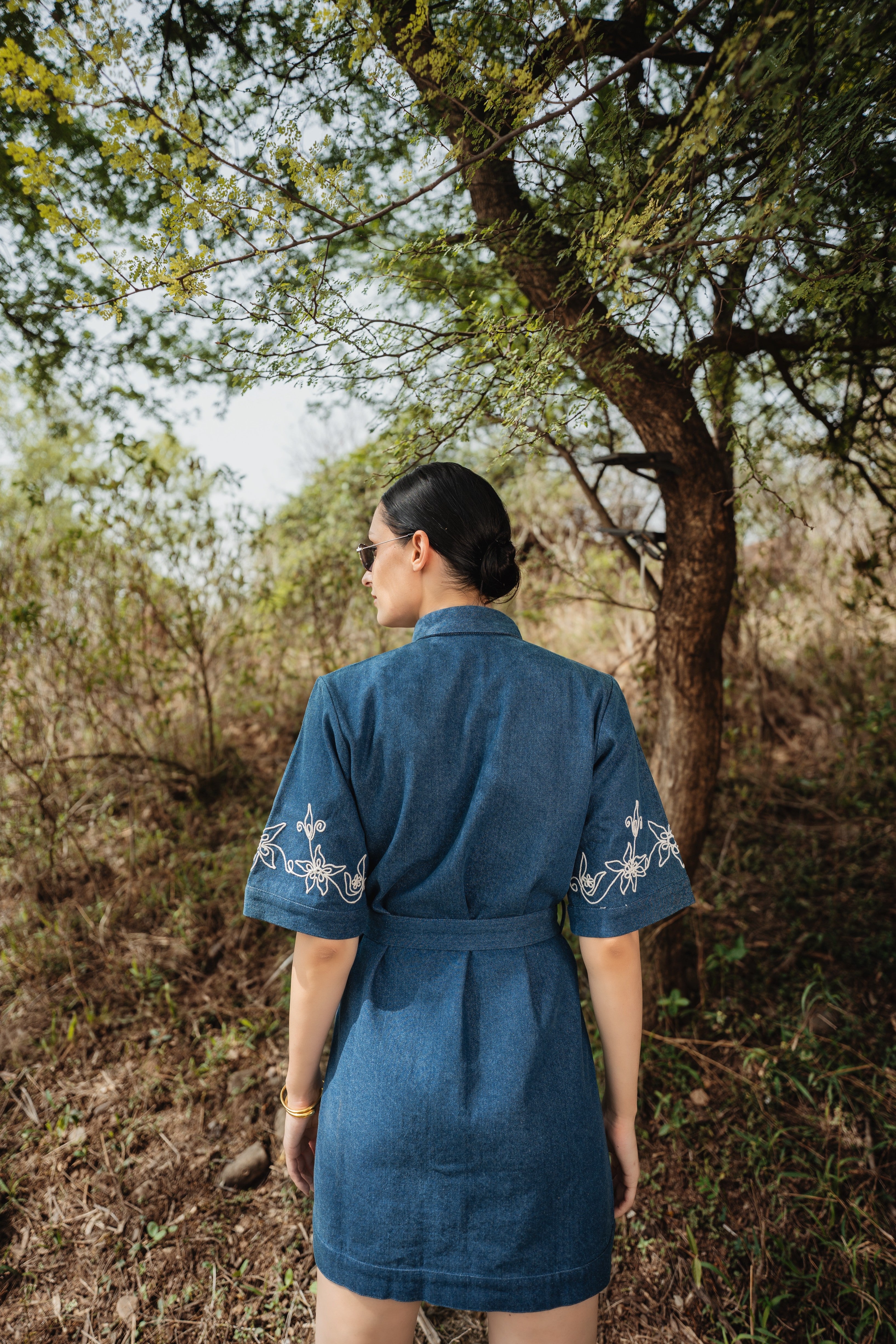 Applique Denim Shirt Dress