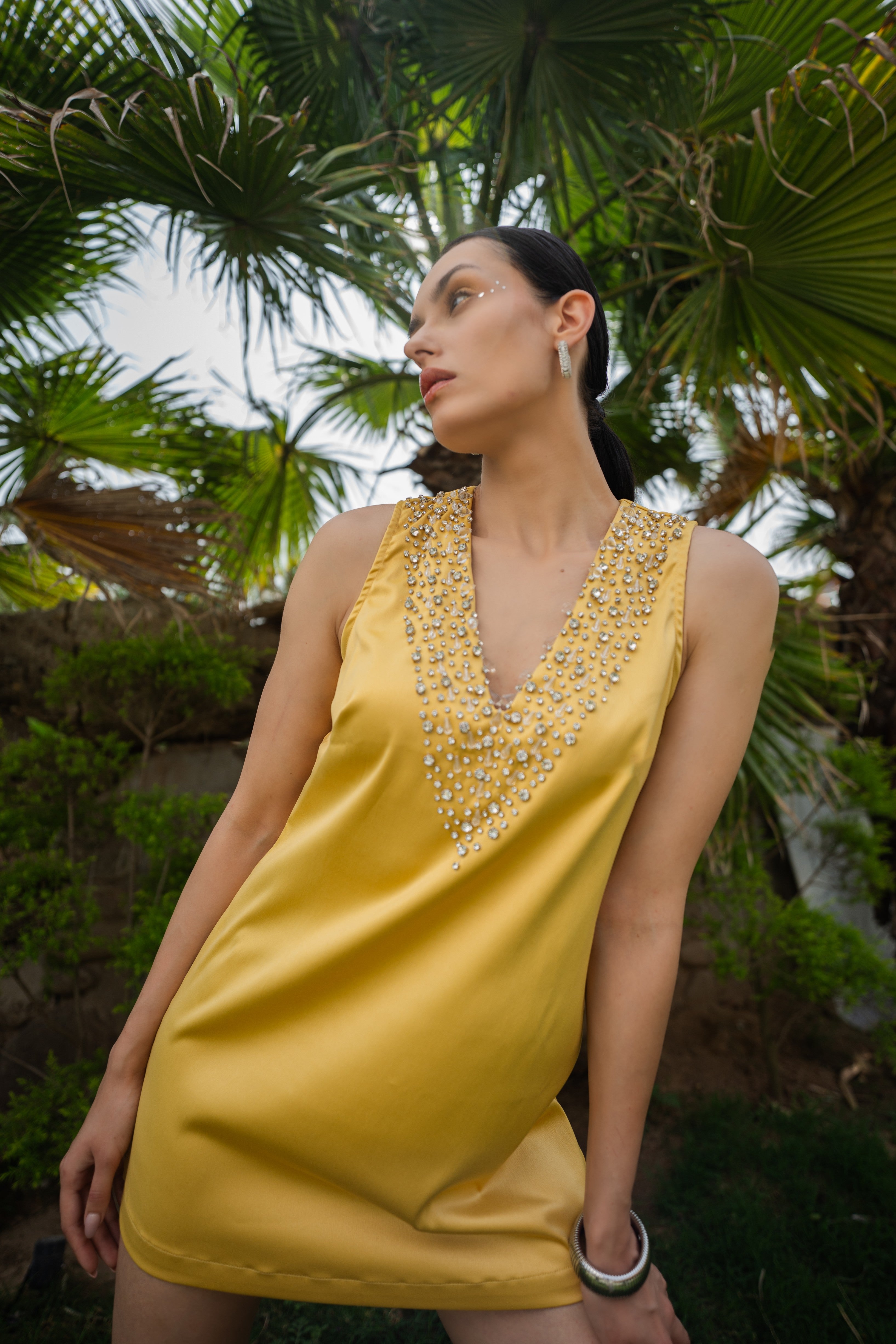 Crystal Yellow Mini Dress