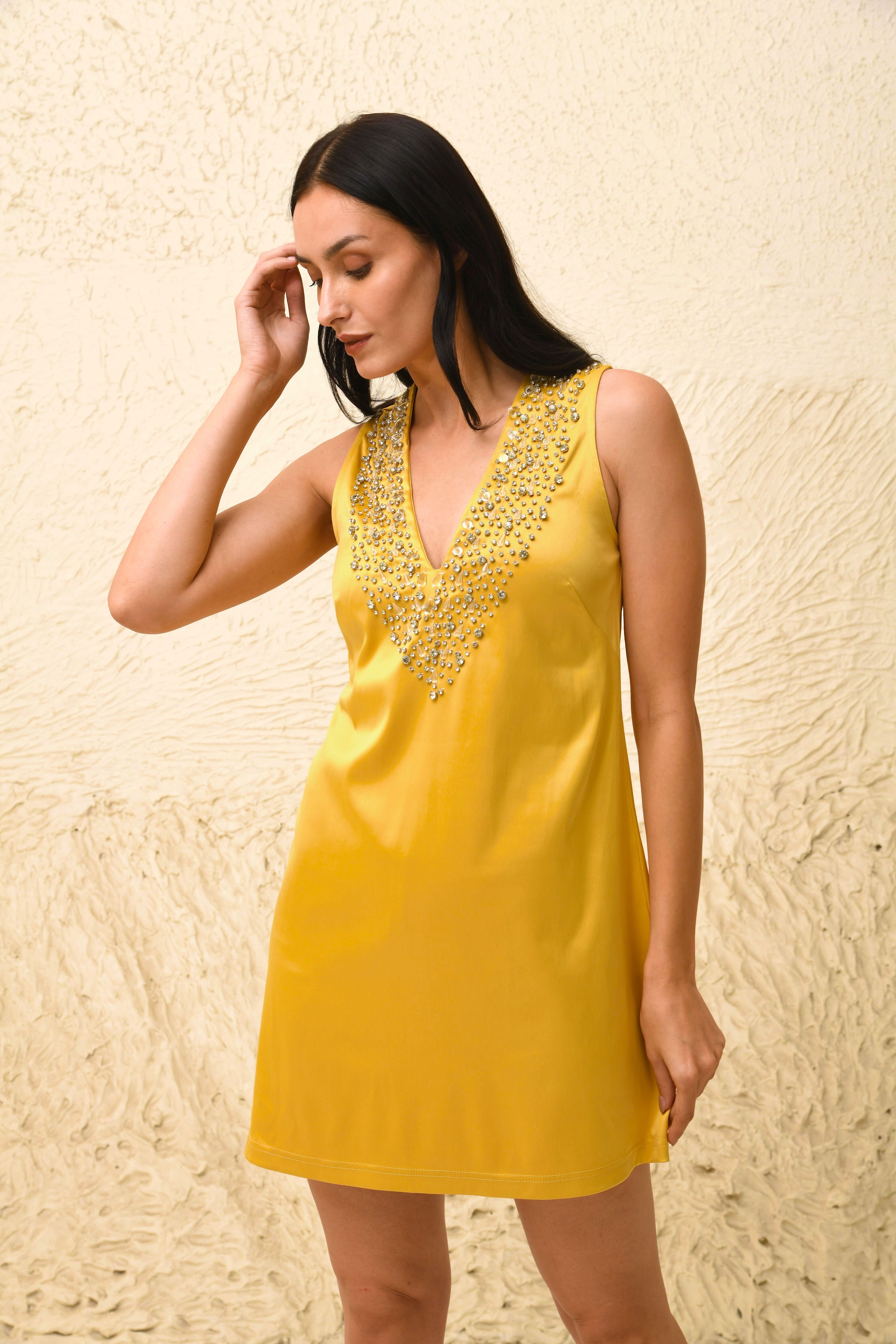 Crystal Yellow Mini Dress