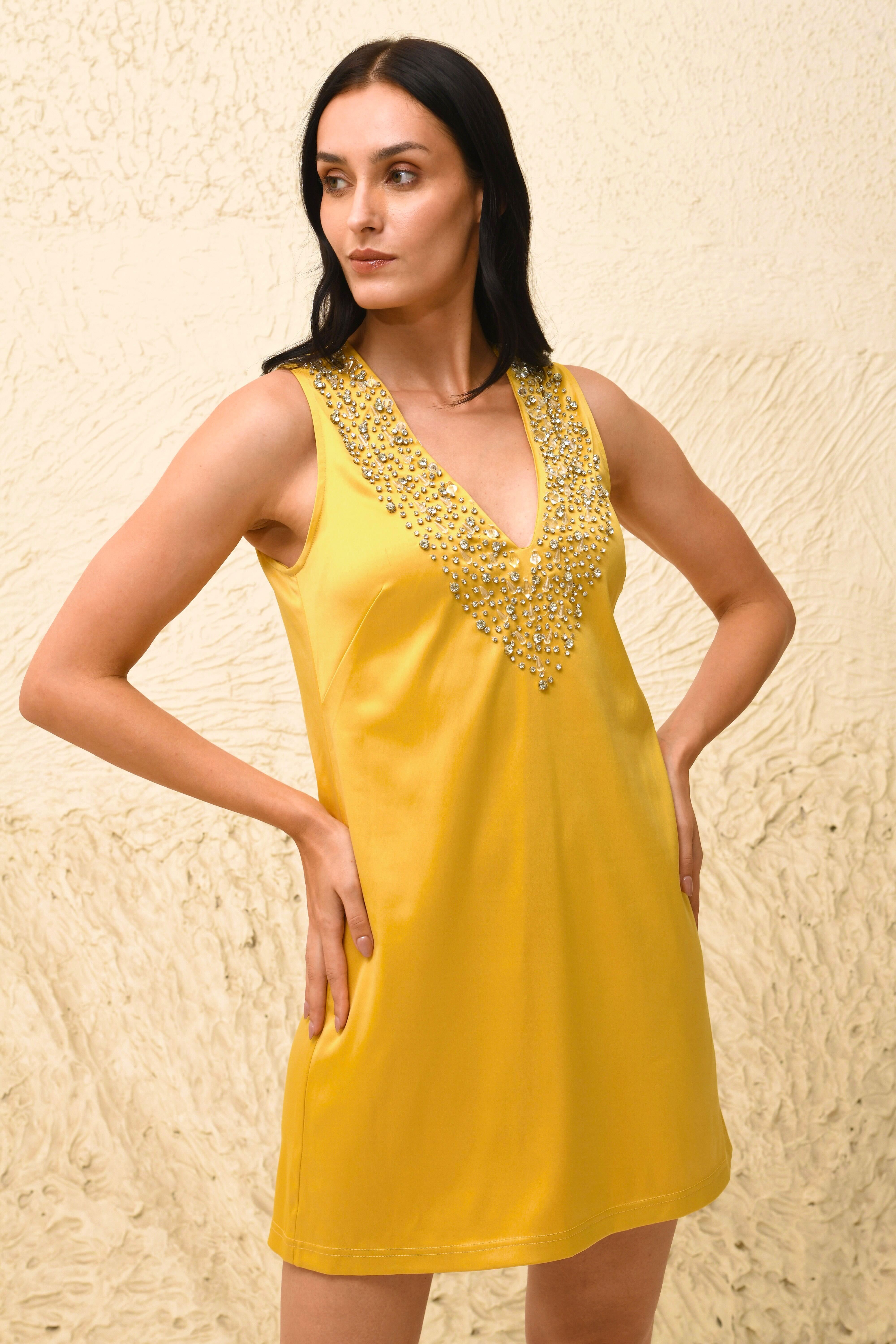Crystal Yellow Mini Dress